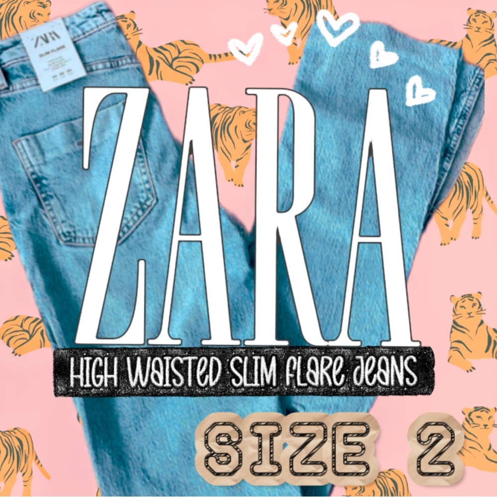 Zara High Waisted Slim Flare Jeans (size 2)